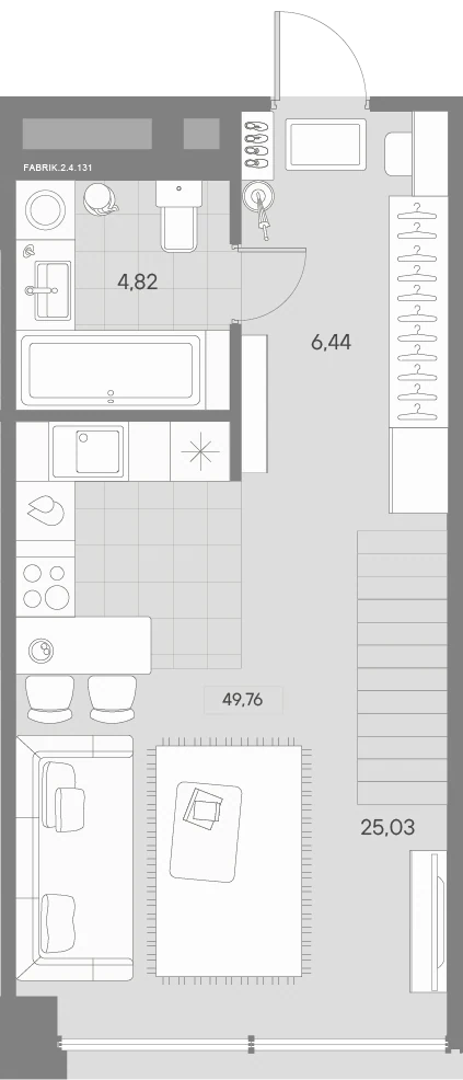 Планировка 1-комнатная 49,6 м² в квартале «Avant» — Квартал «Avant»