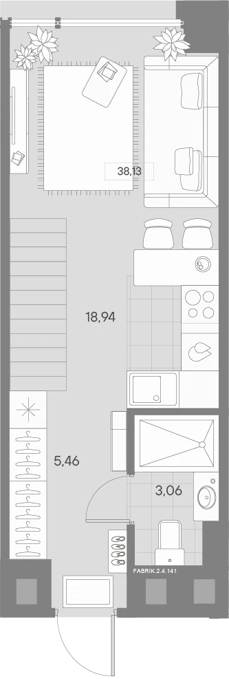 Планировка 1-комнатная 38,3 м² в квартале «Avant» — Квартал «Avant»