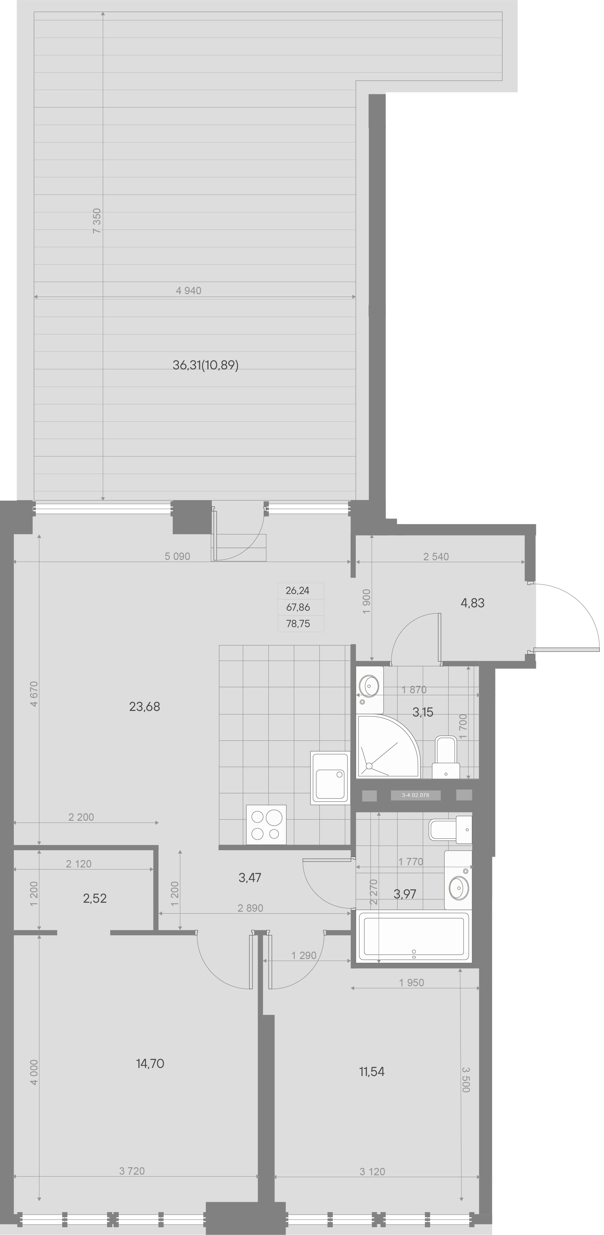 Планировка 2-комнатная 80 м² в квартале «Avant» — Квартал «Avant»