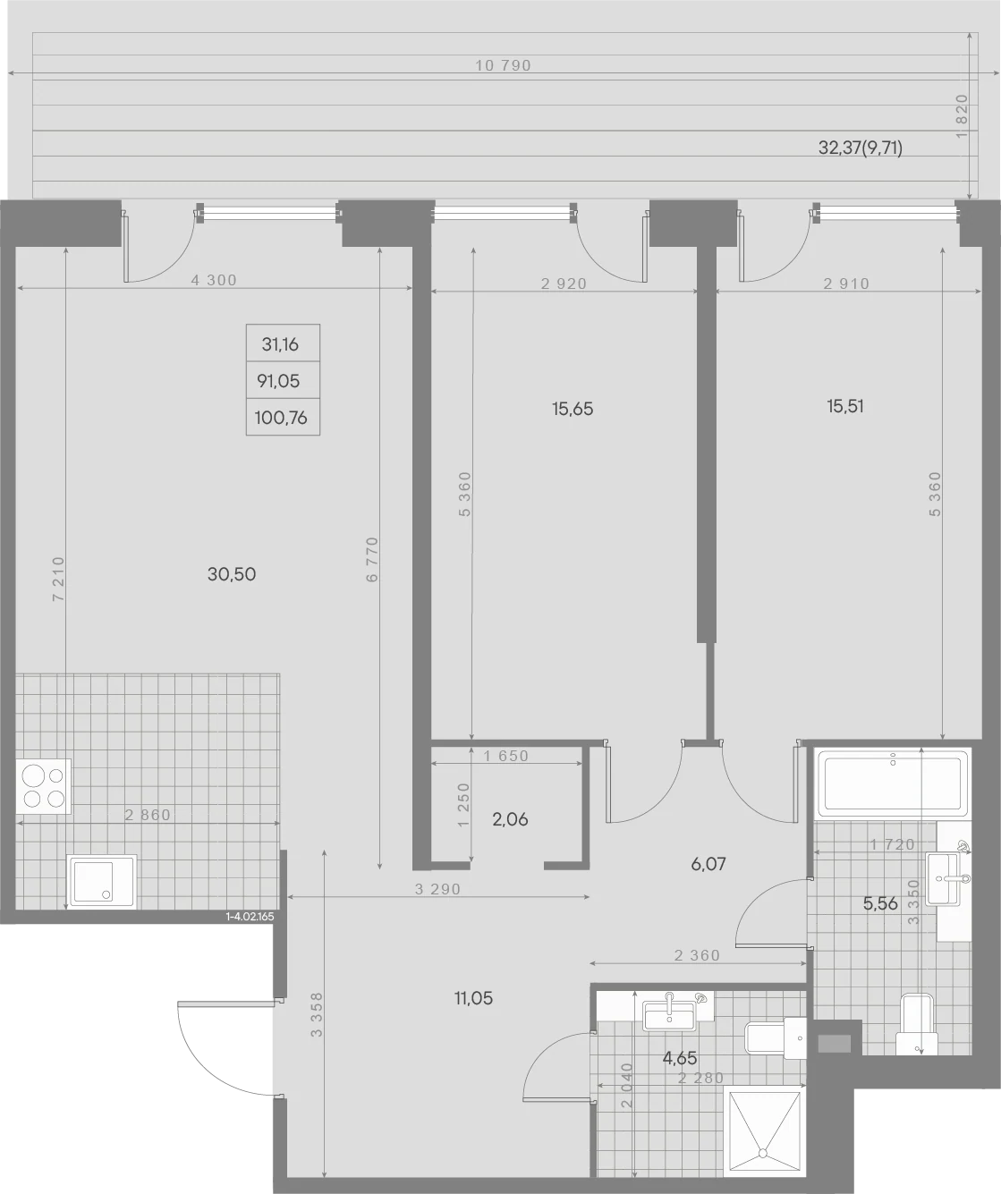 Планировка 2-комнатная 100,8 м² в квартале «Avant» — Квартал «Avant»
