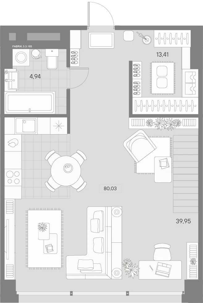 Планировка 1-комнатная 80,7 м² в квартале «Avant» — Квартал «Avant»
