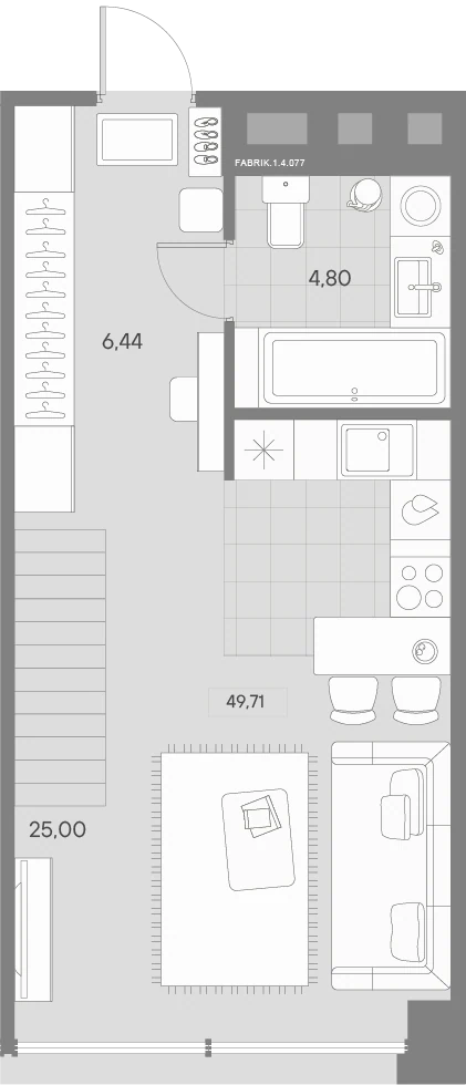 Планировка 1-комнатная 49,8 м² в квартале «Avant» — Квартал «Avant»