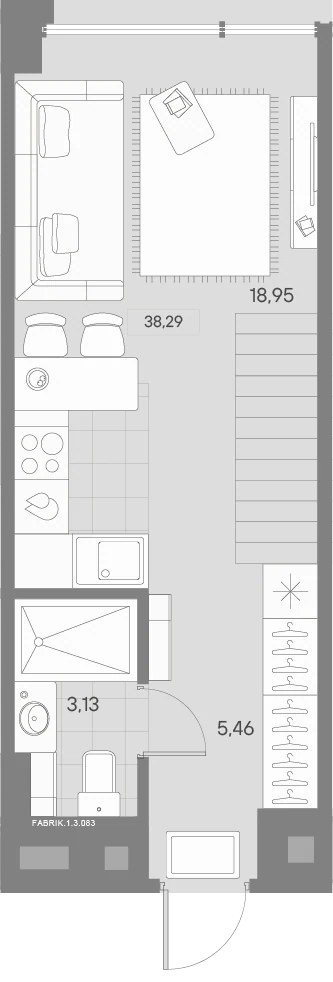 Планировка 1-комнатная 38,6 м² в квартале «Avant» — Квартал «Avant»