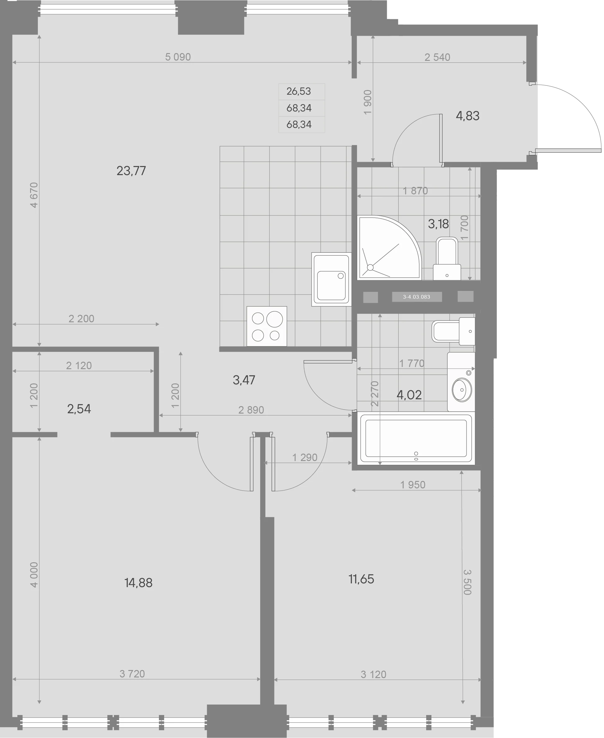 Планировка 2-комнатная 68,5 м² в квартале «Avant» — Квартал «Avant»