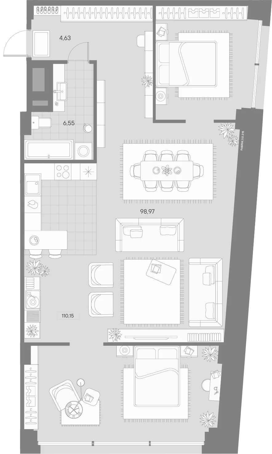 Планировка 1-комнатная 111,1 м² в квартале «Avant» — Квартал «Avant»