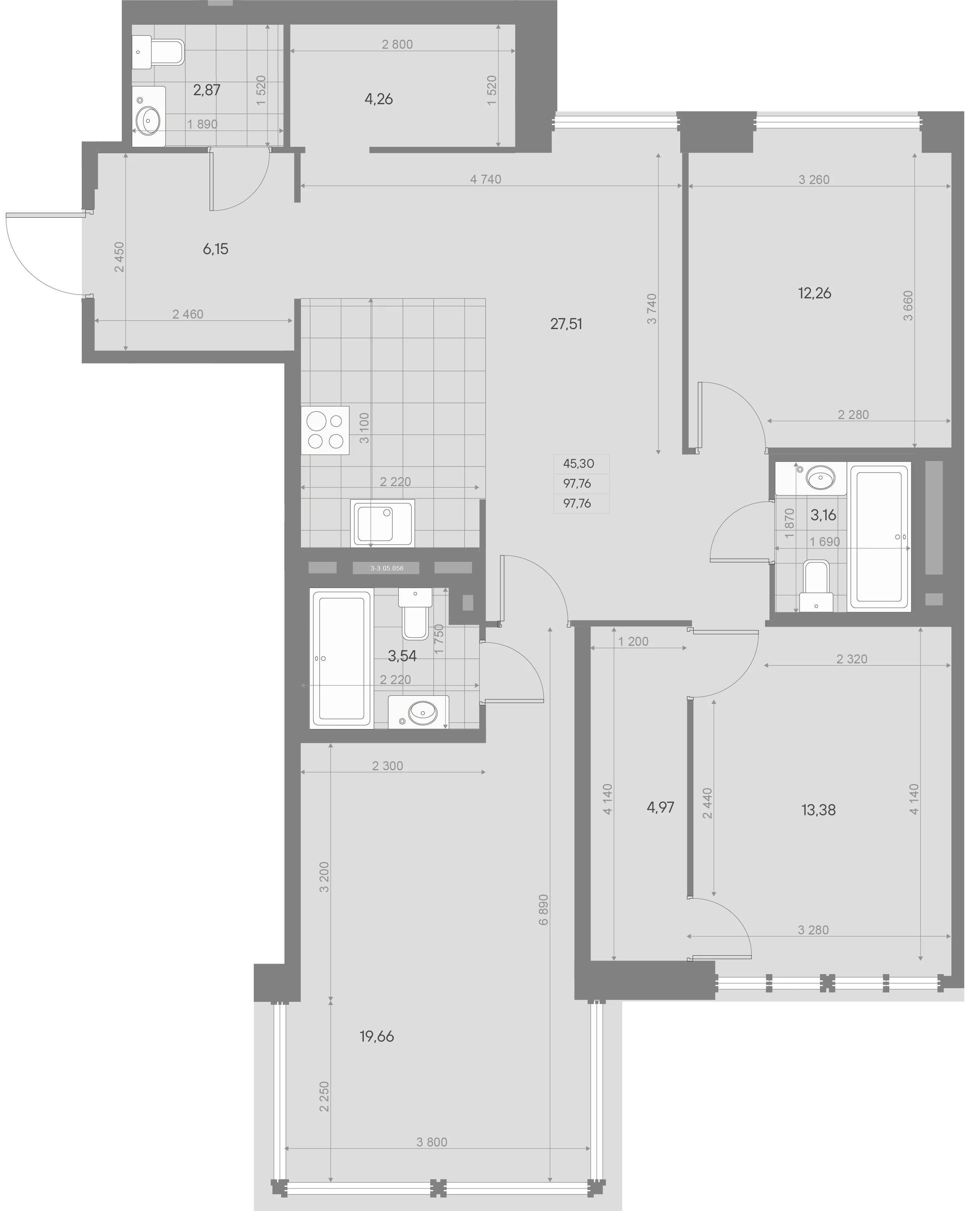 Планировка 3-комнатная 99,2 м² в квартале «Avant» — Квартал «Avant»