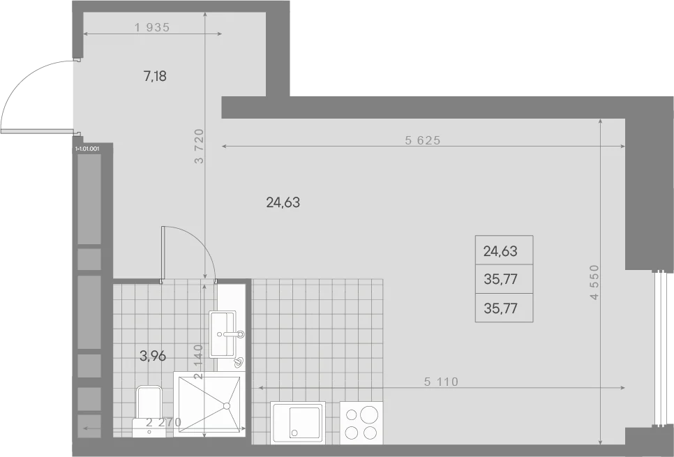 Планировка студия 35,8 м² в квартале «Avant» — Квартал «Avant»