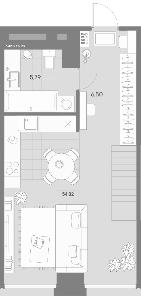Планировка 1-комнатная 55,8 м² в квартале «Avant» — Квартал «Avant»