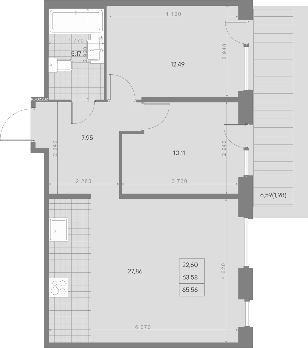 Планировка 2-комнатная 65,6 м² в квартале «Avant» — Квартал «Avant»