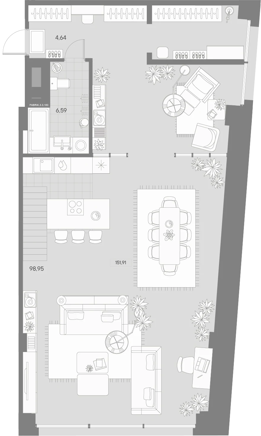 Планировка 1-комнатная 153,3 м² в квартале «Avant» — Квартал «Avant»