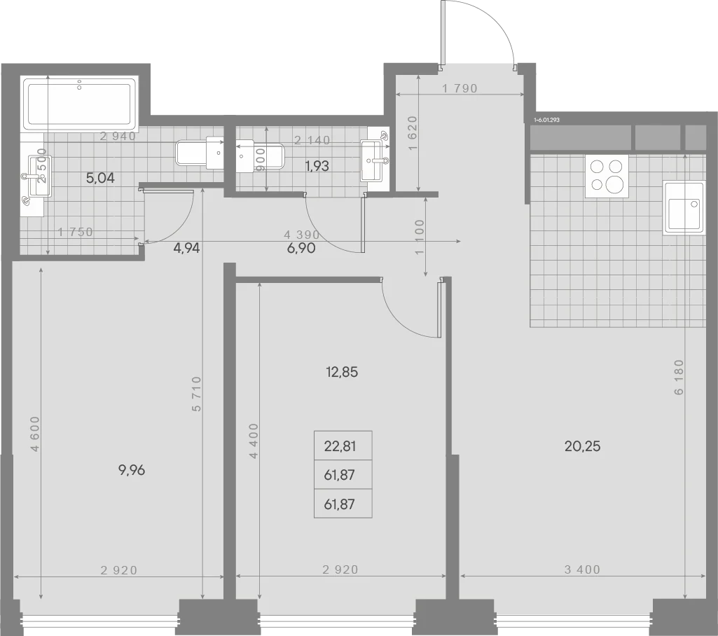 Планировка 2-комнатная 61,9 м² в квартале «Avant» — Квартал «Avant»