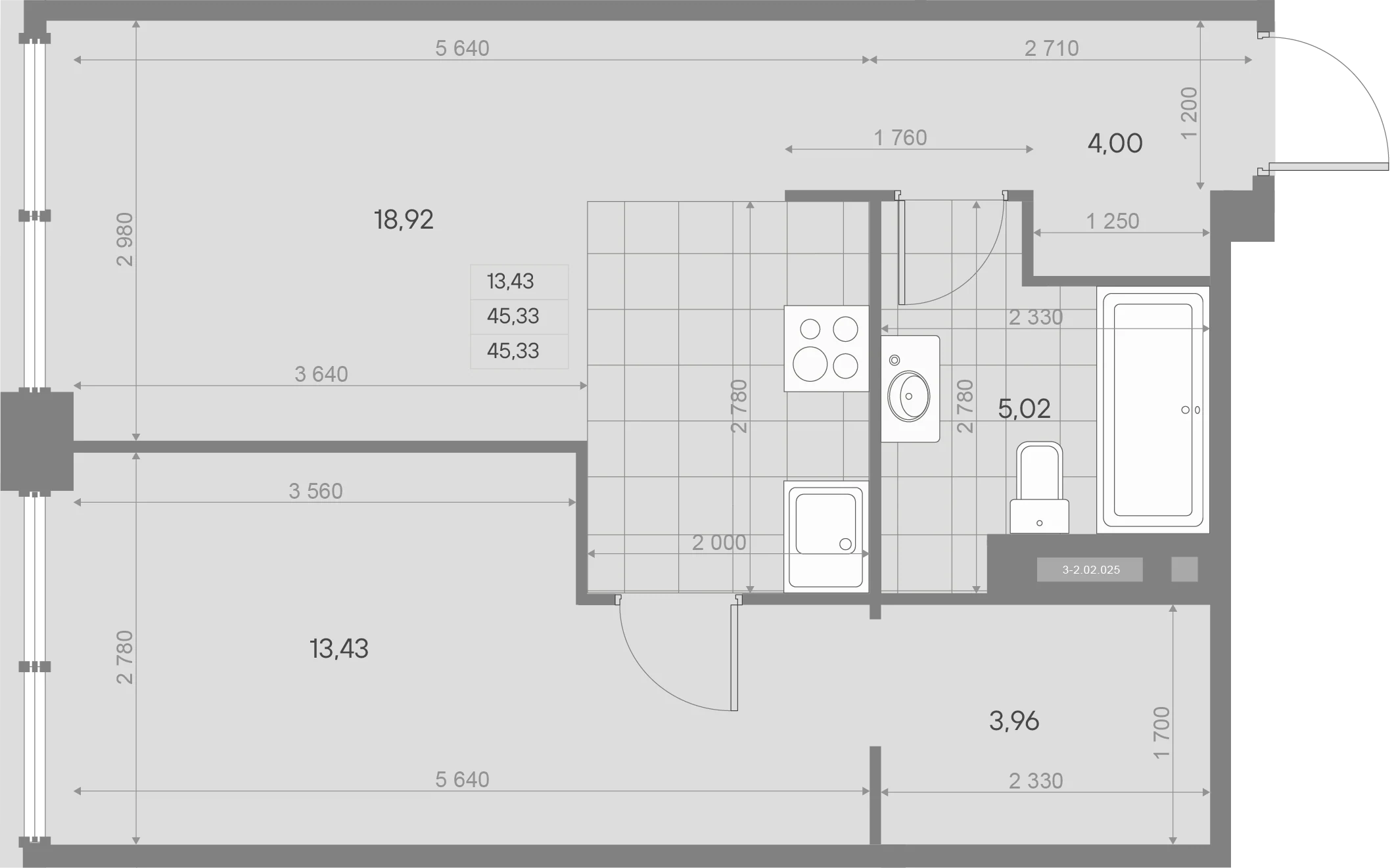 Планировка 1-комнатная 45,3 м² в квартале «Avant» — Квартал «Avant»