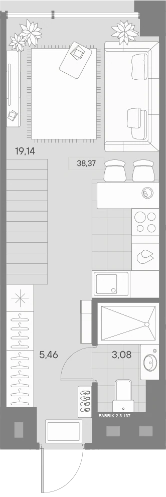 Планировка 1-комнатная 38,8 м² в квартале «Avant» — Квартал «Avant»