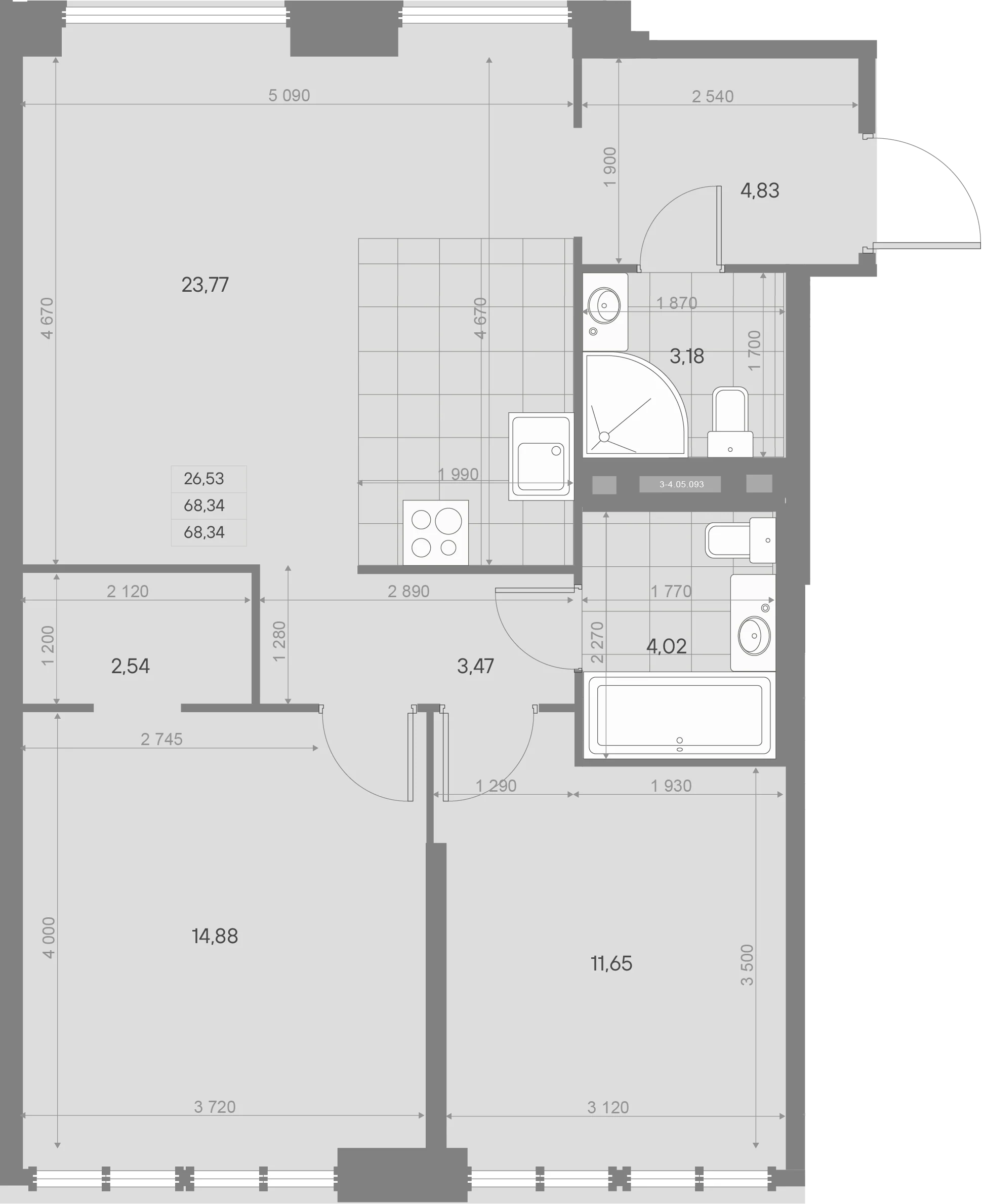 Планировка 2-комнатная 68,3 м² в квартале «Avant» — Квартал «Avant»