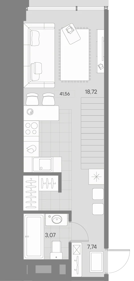 Планировка 1-комнатная 41,4 м² в квартале «Avant» — Квартал «Avant»