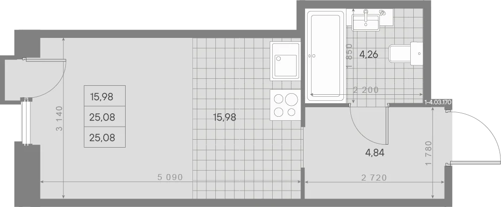 Планировка студия 25,1 м² в квартале «Avant» — Квартал «Avant»