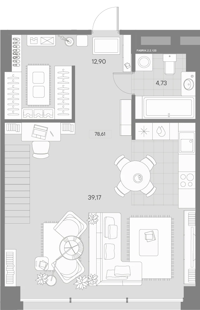 Планировка 1-комнатная 80,4 м² в квартале «Avant» — Квартал «Avant»