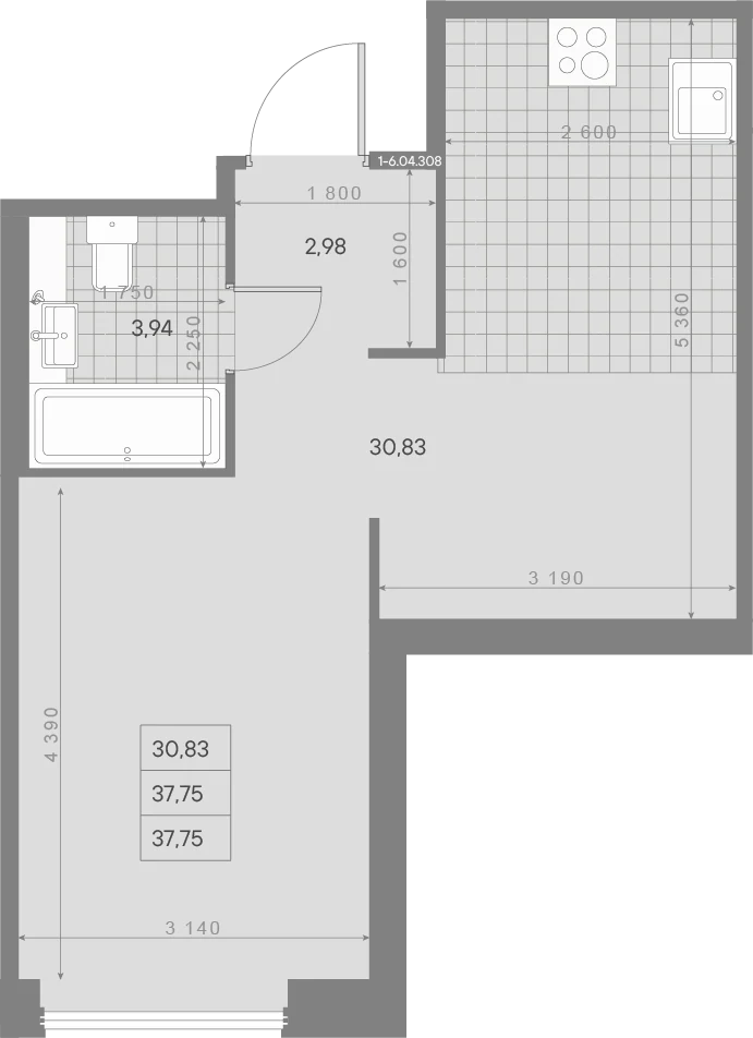 Планировка студия 37,8 м² в квартале «Avant» — Квартал «Avant»
