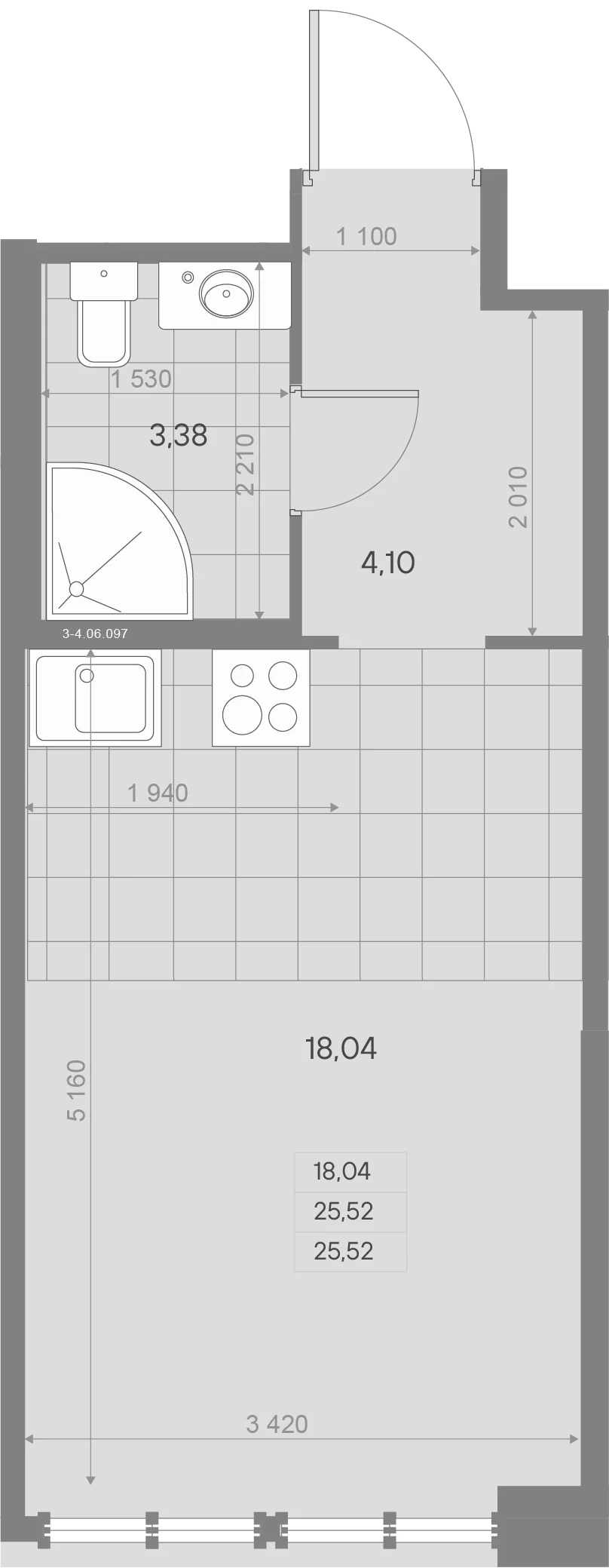 Планировка студия 25,6 м² в квартале «Avant» — Квартал «Avant»