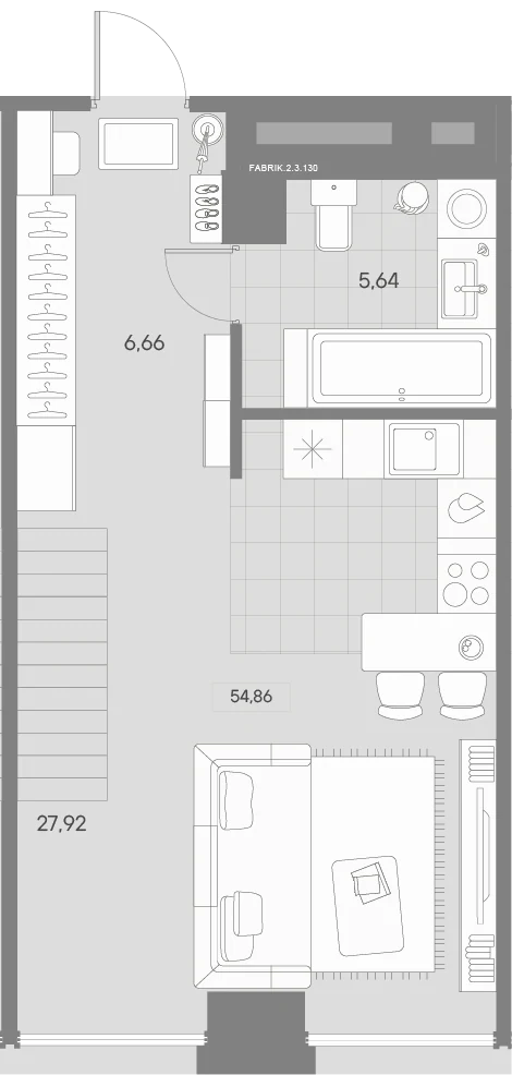 Планировка 1-комнатная 55,3 м² в квартале «Avant» — Квартал «Avant»