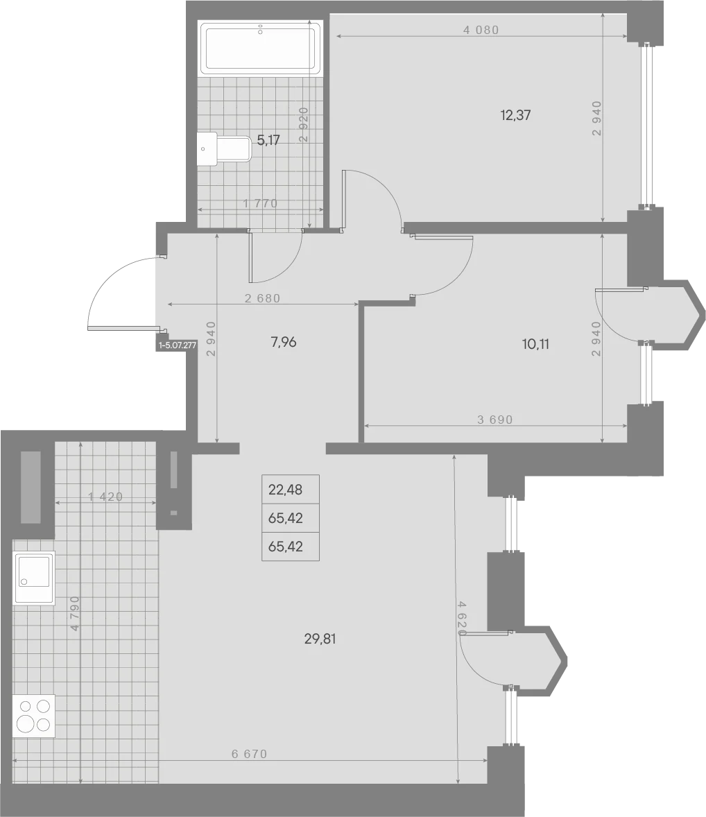 Планировка 2-комнатная 65,4 м² в квартале «Avant» — Квартал «Avant»