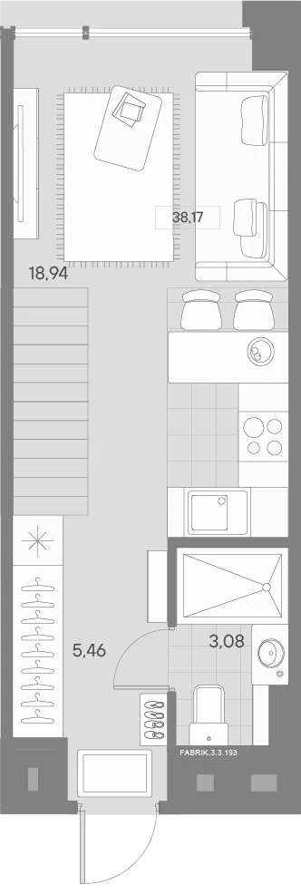 Планировка 1-комнатная 38,2 м² в квартале «Avant» — Квартал «Avant»