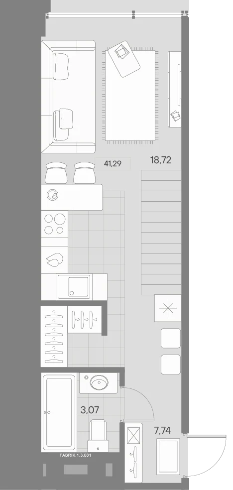 Планировка 1-комнатная 41,4 м² в квартале «Avant» — Квартал «Avant»