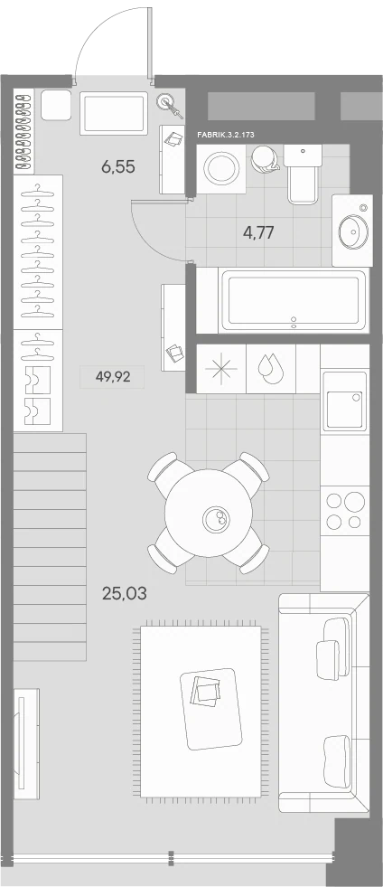 Планировка 1-комнатная 51 м² в квартале «Avant» — Квартал «Avant»