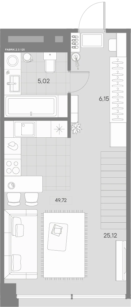 Планировка 1-комнатная 50 м² в квартале «Avant» — Квартал «Avant»